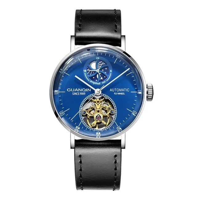 Guanqin GJ16118 Montre squelette mécanique pour homme, engrenages apparents